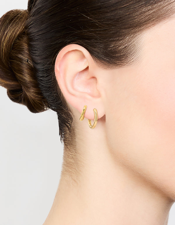 Gold Plated Surgical Steel Thick Hoop Earrings 2-Pack
