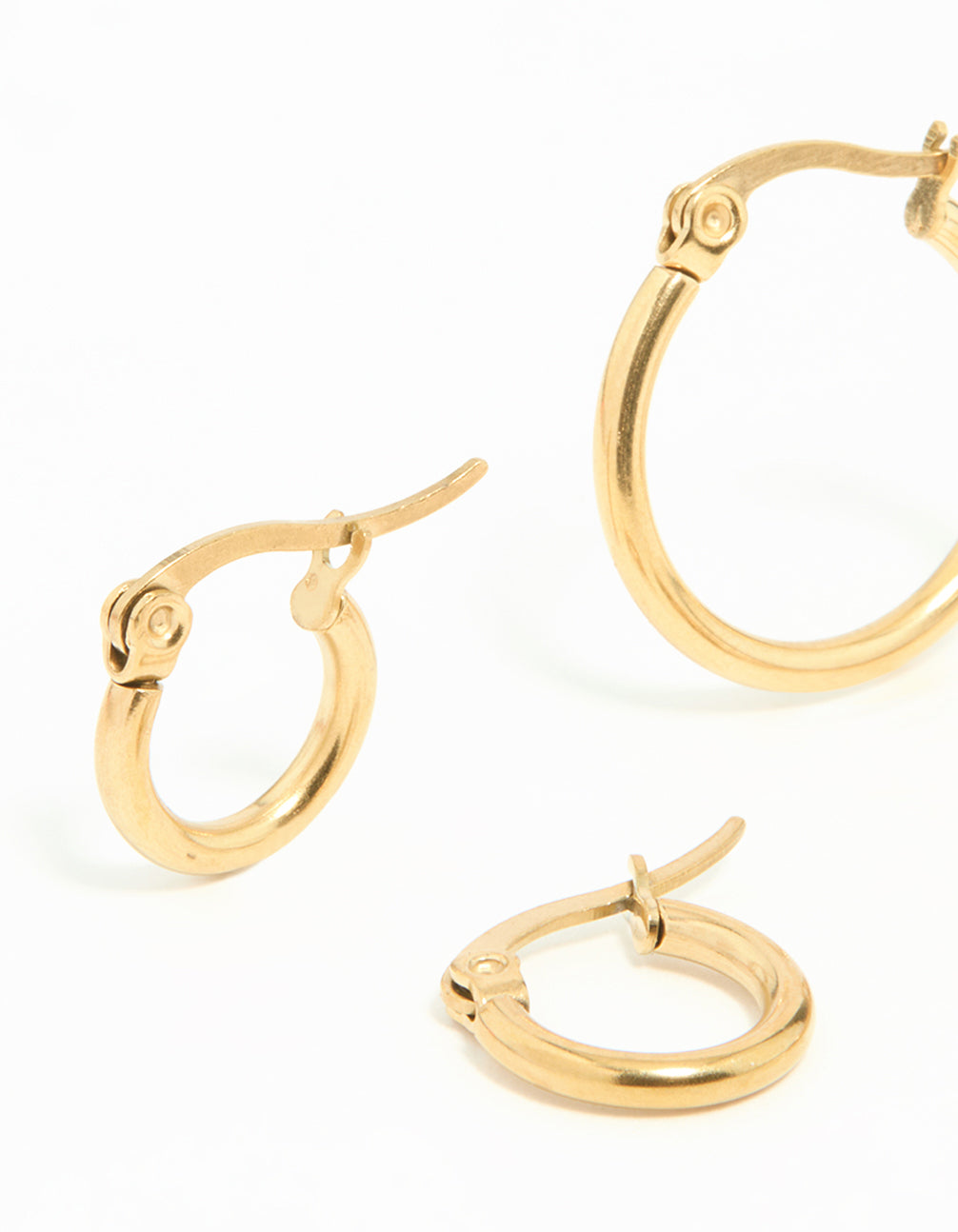 Gold Plated Surgical Steel Clasp Hoop Earrings 2-Pack
