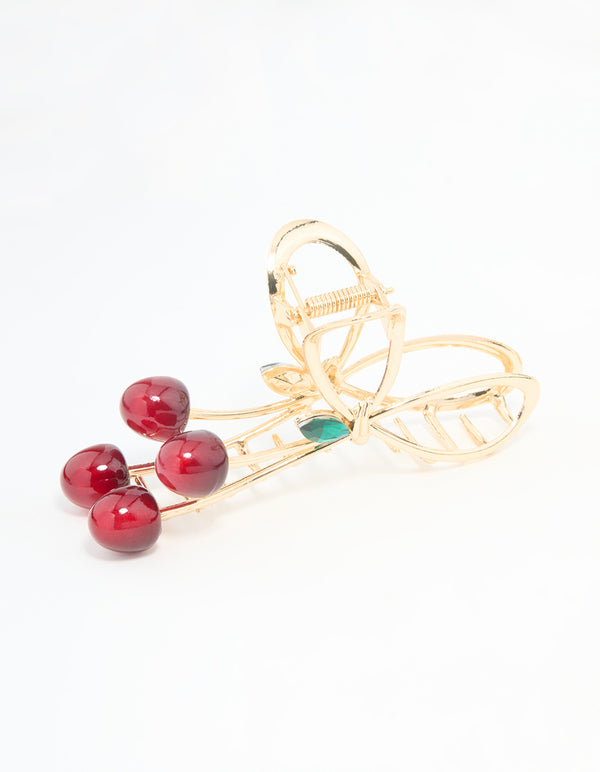 Gold Cherry Claw Clip