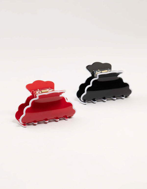 Red & Black Acrylic Scalloped Edge Claw Clips 2-Pack