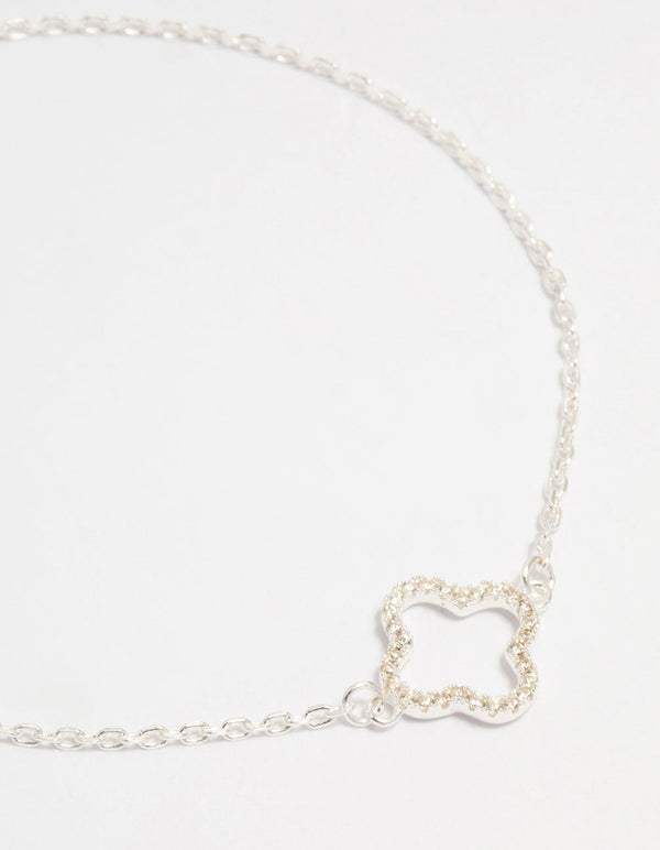 Sterling Silver Cubic Zirconia Flower Bracelet