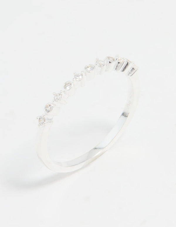 Sterling Silver Cubic Zirconia Circle Pave Ring