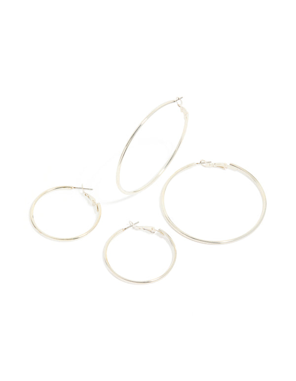 Silver Mixed Size Hoop Earrings 2-Pack