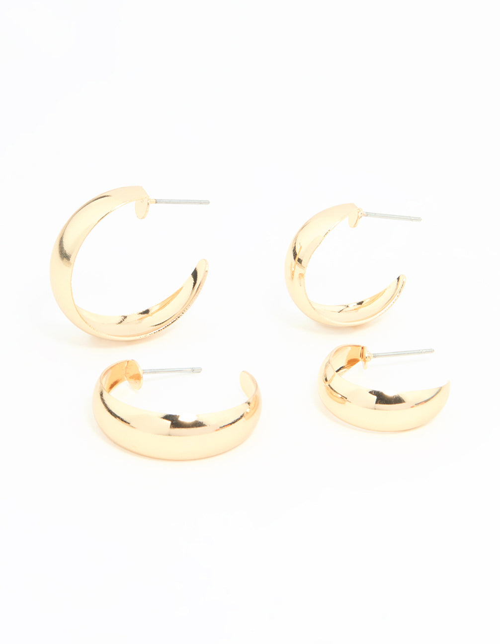 Gold Teardrop & Round Hoop Earrings 2-Pack