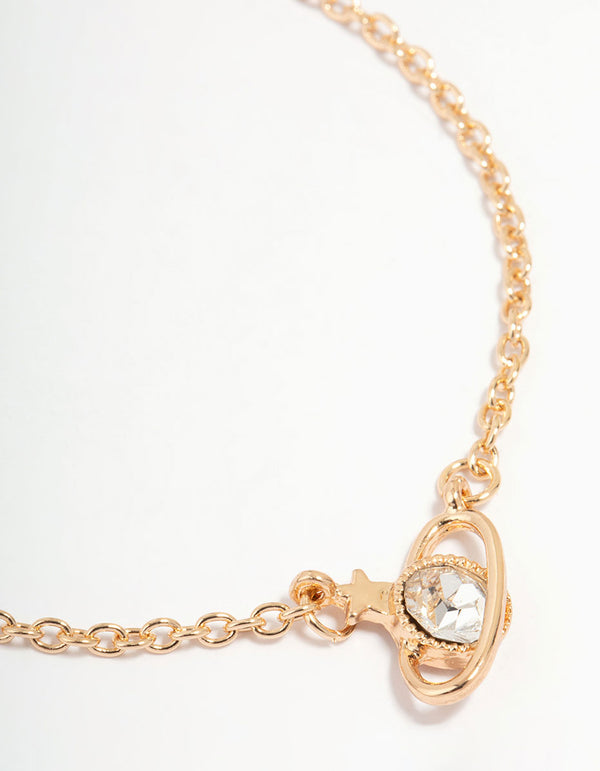 Gold Ball Planet Diamante Bracelets 2-Pack