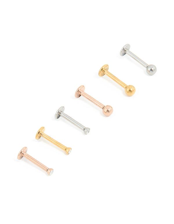 Mixed Mini Diamante Surgical Steel Flat Back Studs 6-Pack