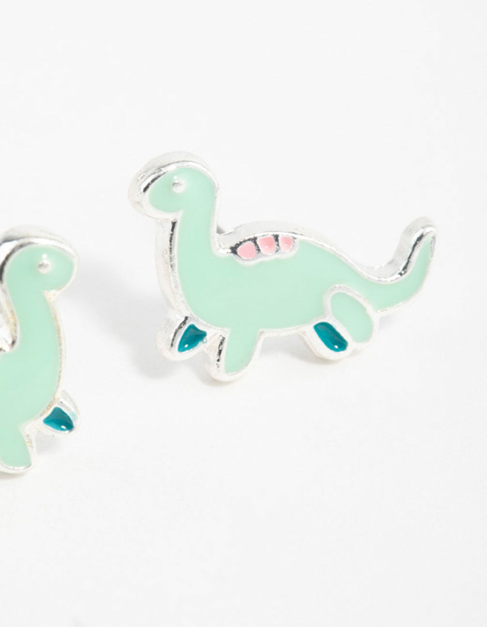 Silver Dinosaur Cartoon Stud Earrings