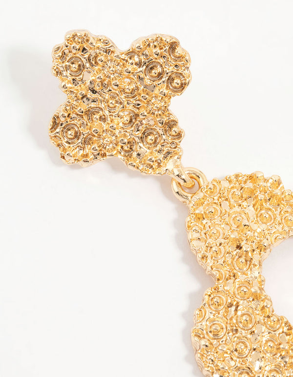 Gold Hollow Flower Drop Earrings