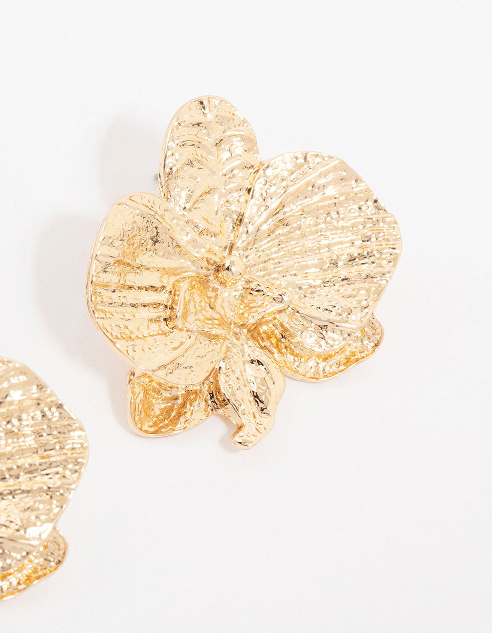 Gold Orchid Stud Earrings