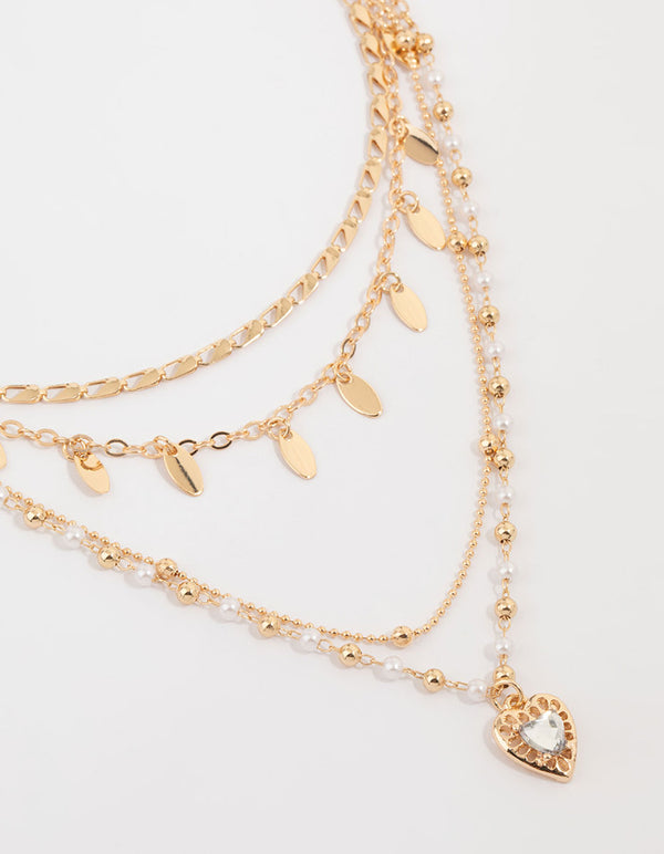 Gold Heart Mixed Layered Necklace