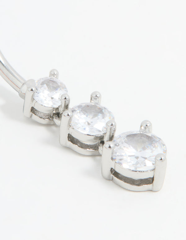 Surgical Steel Cubic Zirconia Drop Belly Bar
