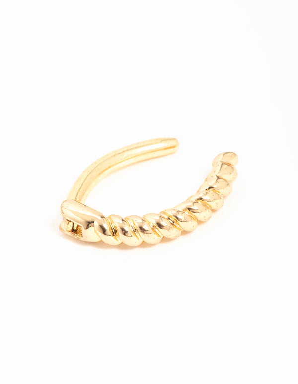 Gold Plated Surgical Steel Twisted Half Hoop Belly Bar