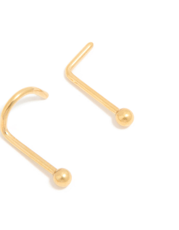 Gold Plated Titanium Nose Studs 3-Pack