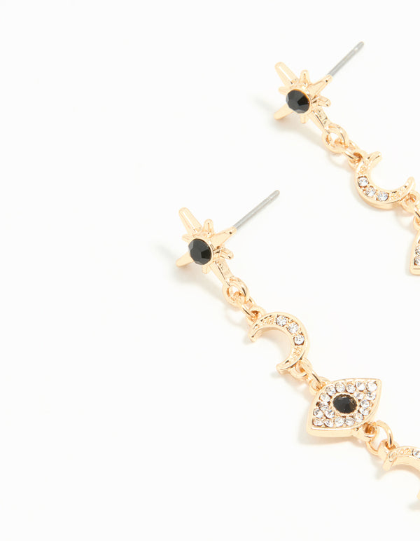 Gold Celestial Drop Earrings