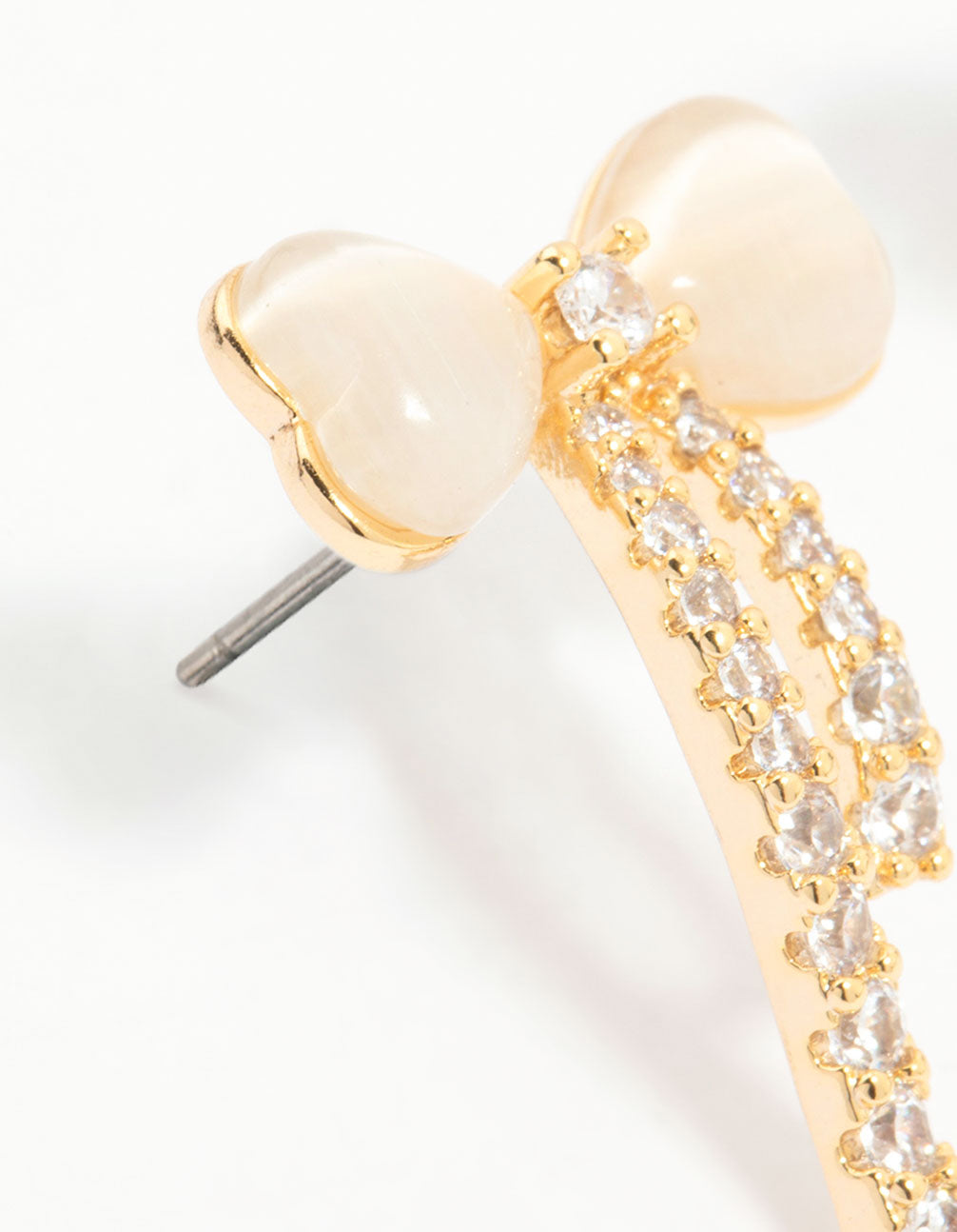 Gold Plated Diamante Bow Stud Earrings