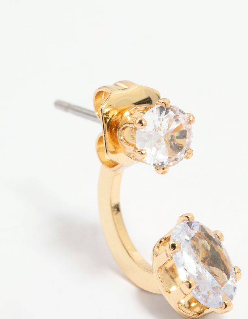 Gold Plated Cubic Zirconia Jacket Earrings