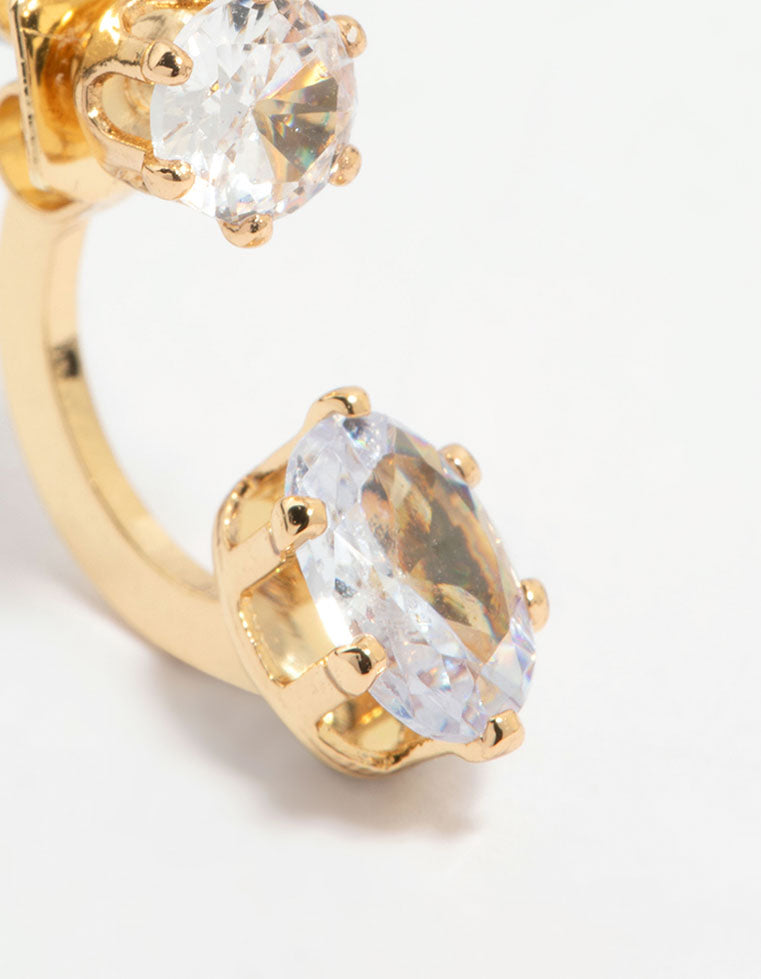Gold Plated Cubic Zirconia Jacket Earrings