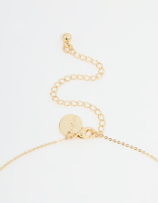 Gold Plated Pearl & Cubic Zirconia Chunky Bow Y-Necklace