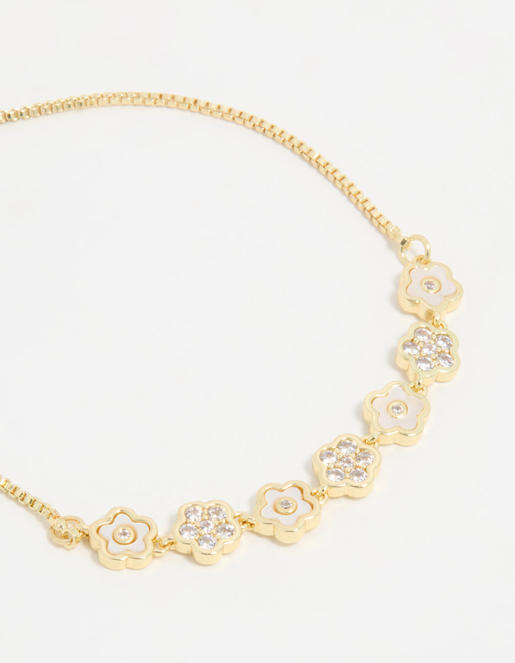 Gold Plated Multi Mini Flower Toggle Bracelet