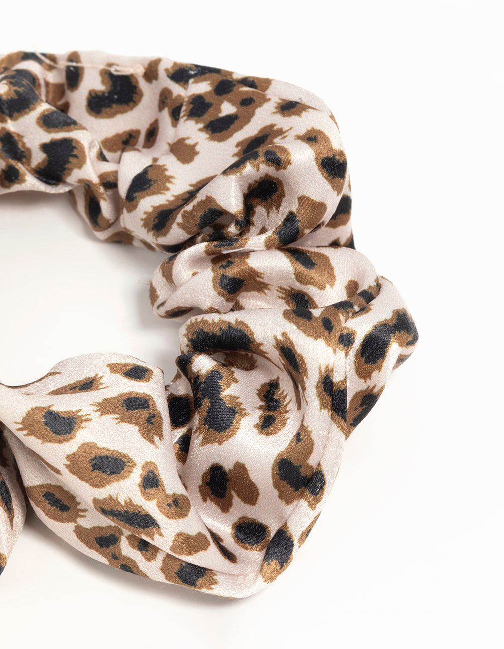 Satin Fabric Leopard Print & Cream Scrunchies 3-Pack