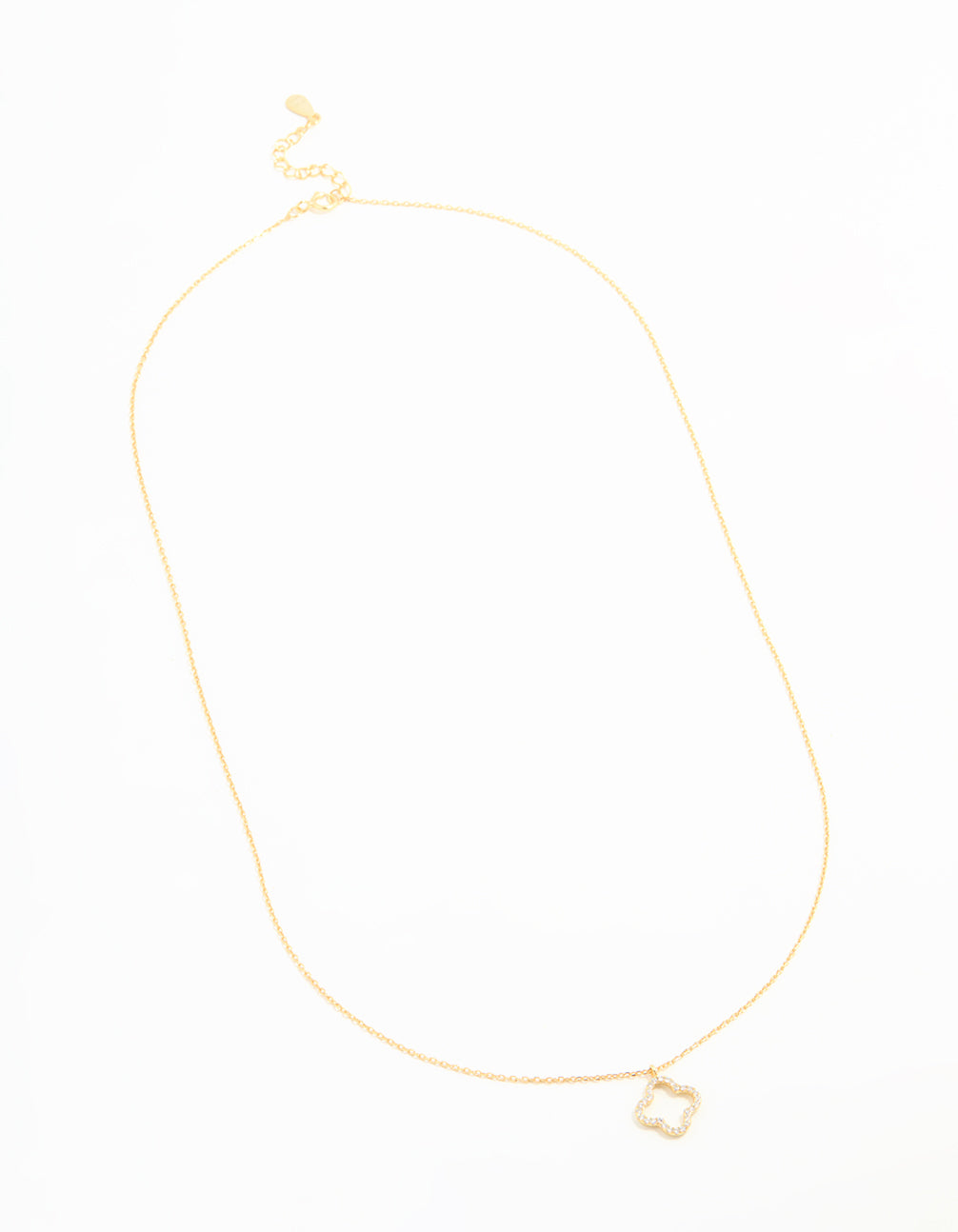 Gold Plated Sterling Silver Cubic Zirconia Flower Pendant Necklace