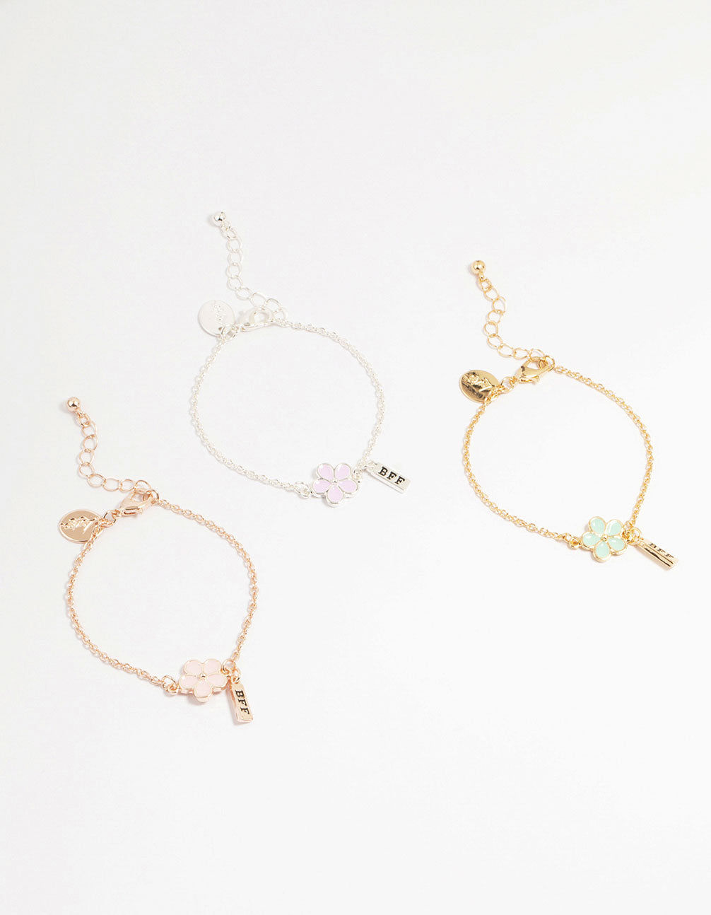 Kids Gold Flower Best Friends Bracelets 3-Pack