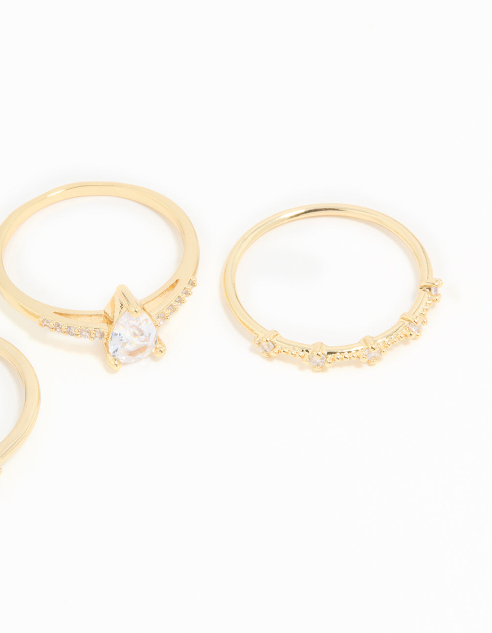 Gold Plated Elegant Pear Stacking Rings 3-Pack