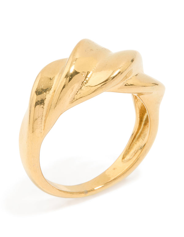 Waterproof Gold Plated Stainless Steel Croissant Ring