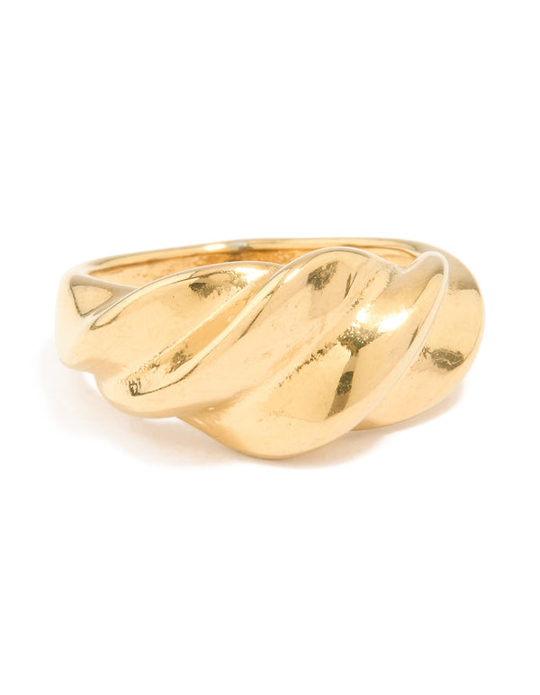 Waterproof Gold Plated Stainless Steel Croissant Ring