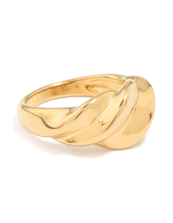 Waterproof Gold Plated Stainless Steel Croissant Ring