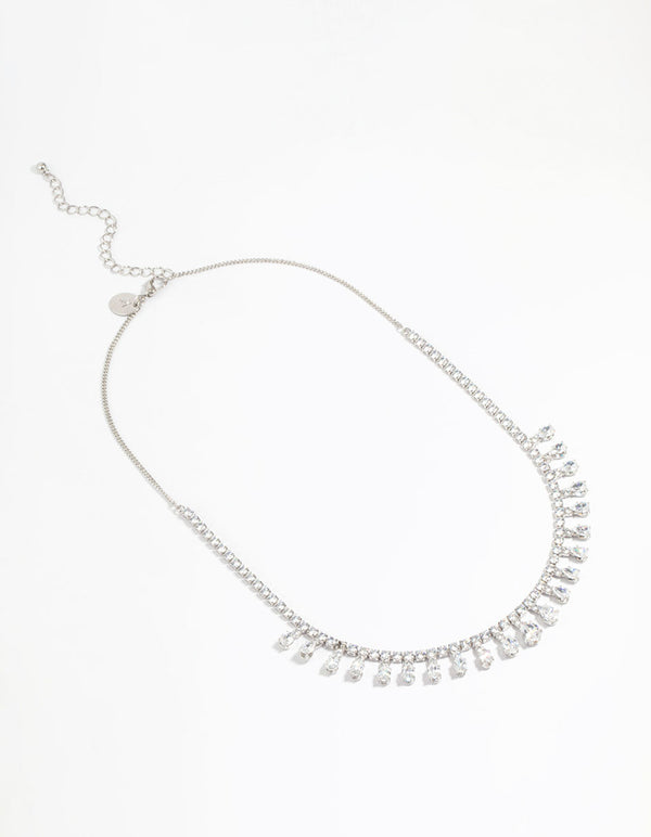 Silver Cubic Zirconia Statement Necklace