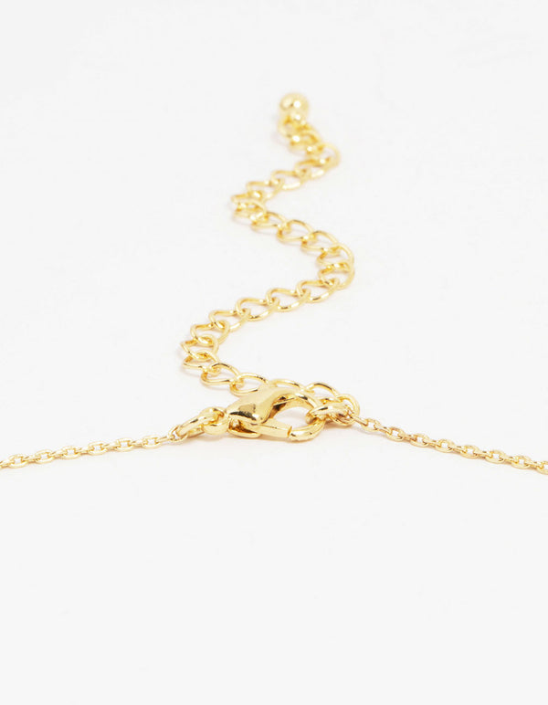 Gold Plated Cubic Zirconia Gothic Cross Necklace & Stud Earrings Set