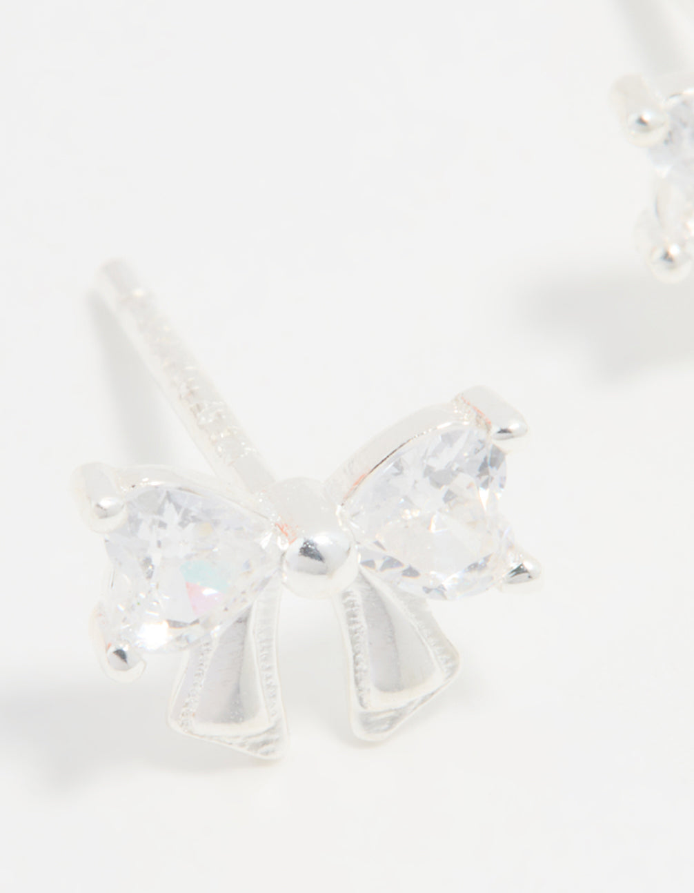 Sterling Silver Cubic Zirconia Clean Bow Stud Earrings