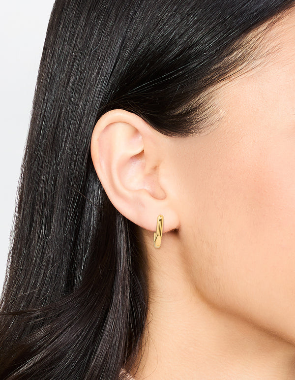 Waterproof Gold Plated Stainless Steel Medium Hoop Earrings