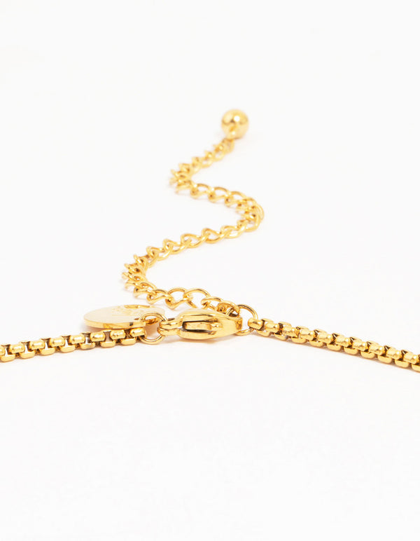 Waterproof Gold Plated Stainless Steel Cubic Zirconia Cluster Charm Necklace