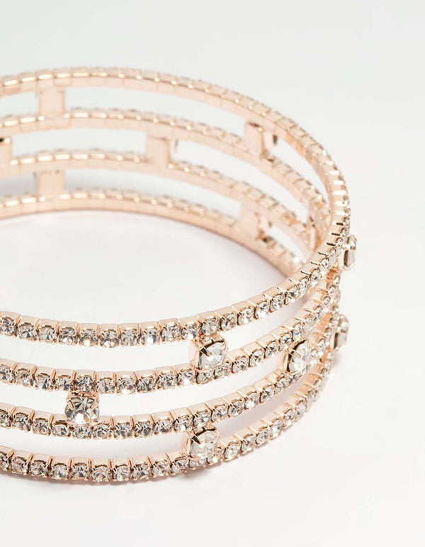 Rose Gold Cupchain Layered Wrist Cuff