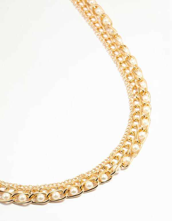 Gold Pearl Mixed Chain Belt