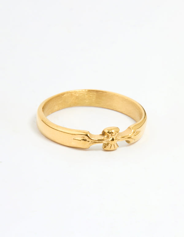 Waterproof Gold Plated Stainless Steel Dainty Bow Band Ring