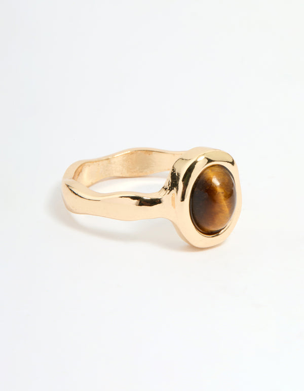 Gold Brown Center Stone Ring