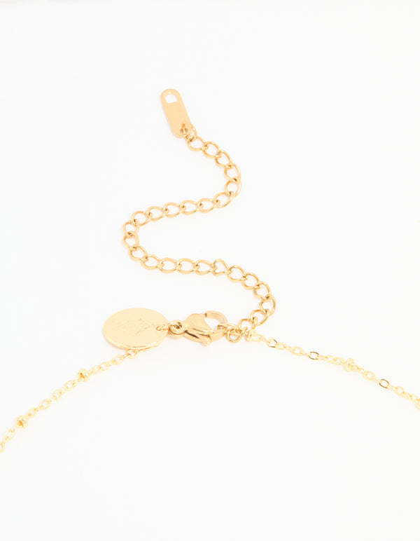 Highlighting the waterproof gold plated stainless steel evil eye pendant charms necklace with adjustable clasp detail view