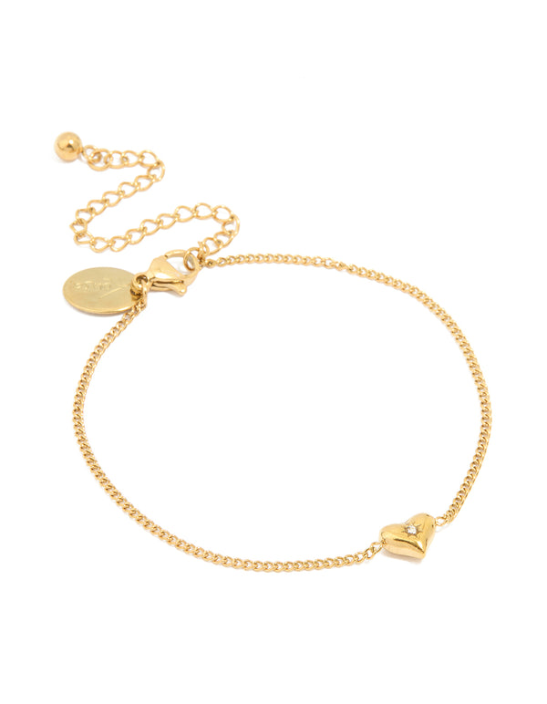 Waterproof Gold Plated Stainless Steel Dainty Heart Bracelet