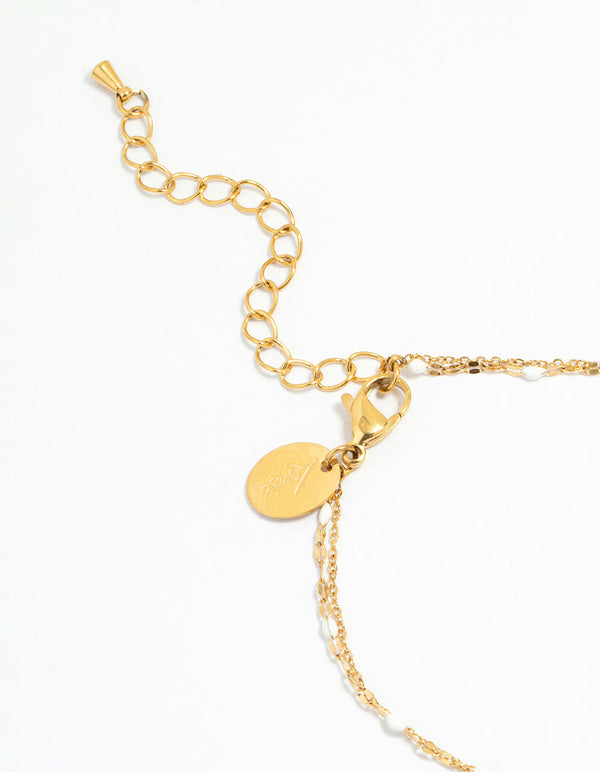 Waterproof Gold Plated Stainless Steel Layered Cross Bracelet