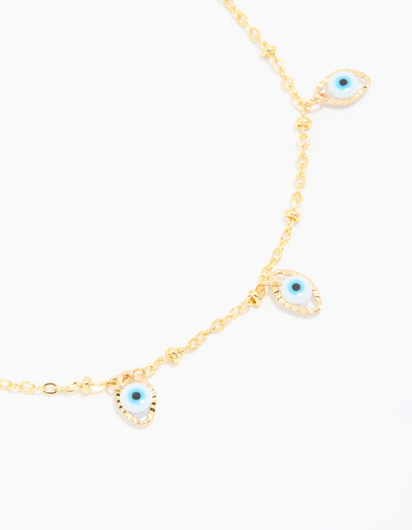Waterproof Gold Plated Stainless Steel Evil Eye Anklet