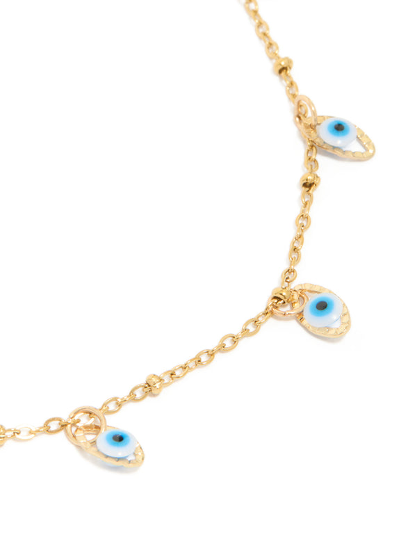 Waterproof Gold Plated Stainless Steel Evil Eye Anklet