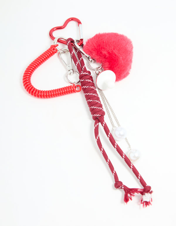 Red Rope & Heart Keychain