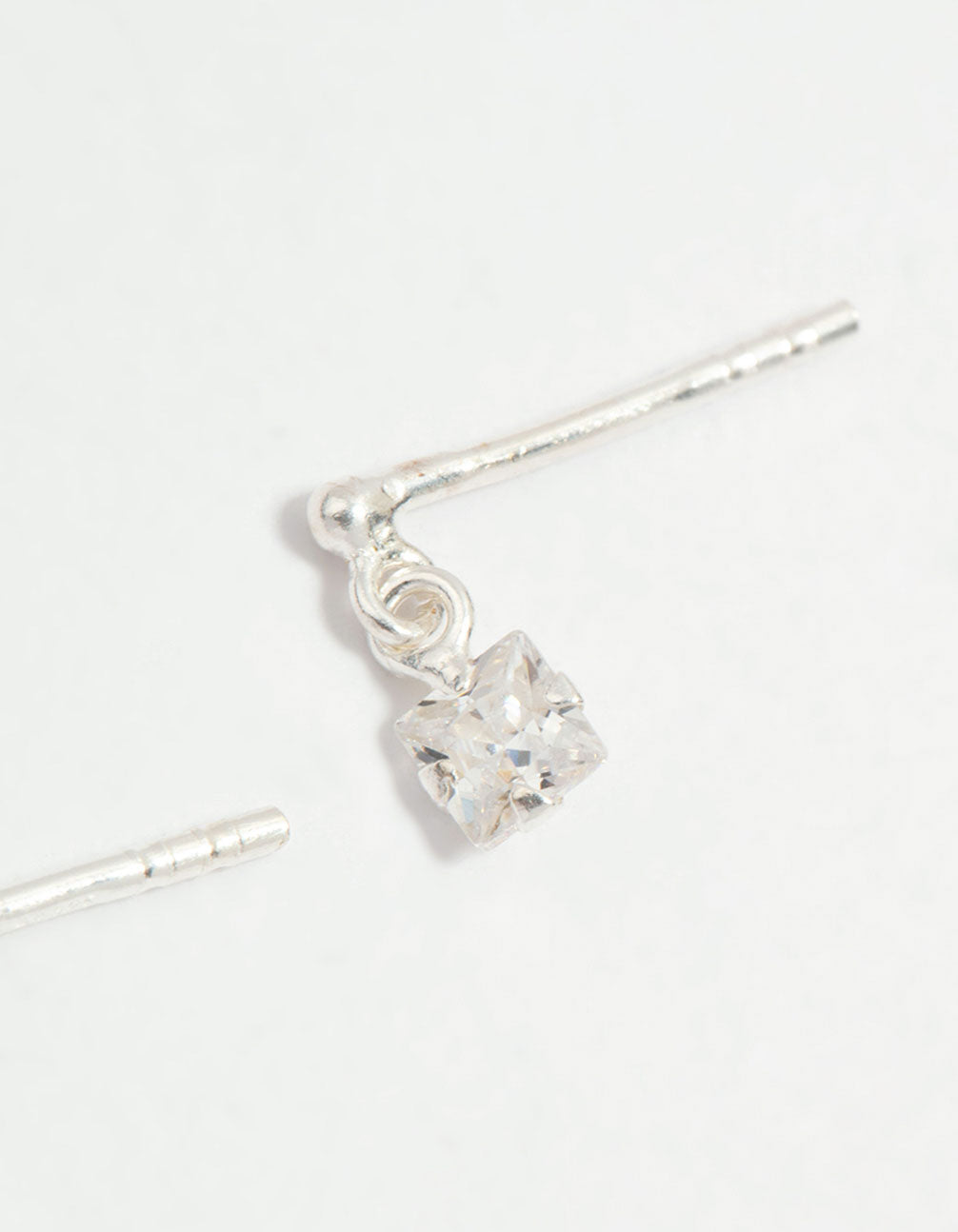 Sterling Silver Cubic Zirconia Princess Cut Drop Earrings