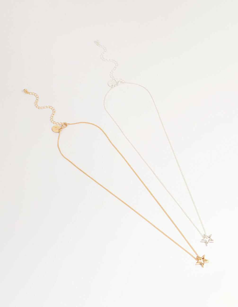 Mixed Metal Cutout Star Pendant Necklaces 2-Pack