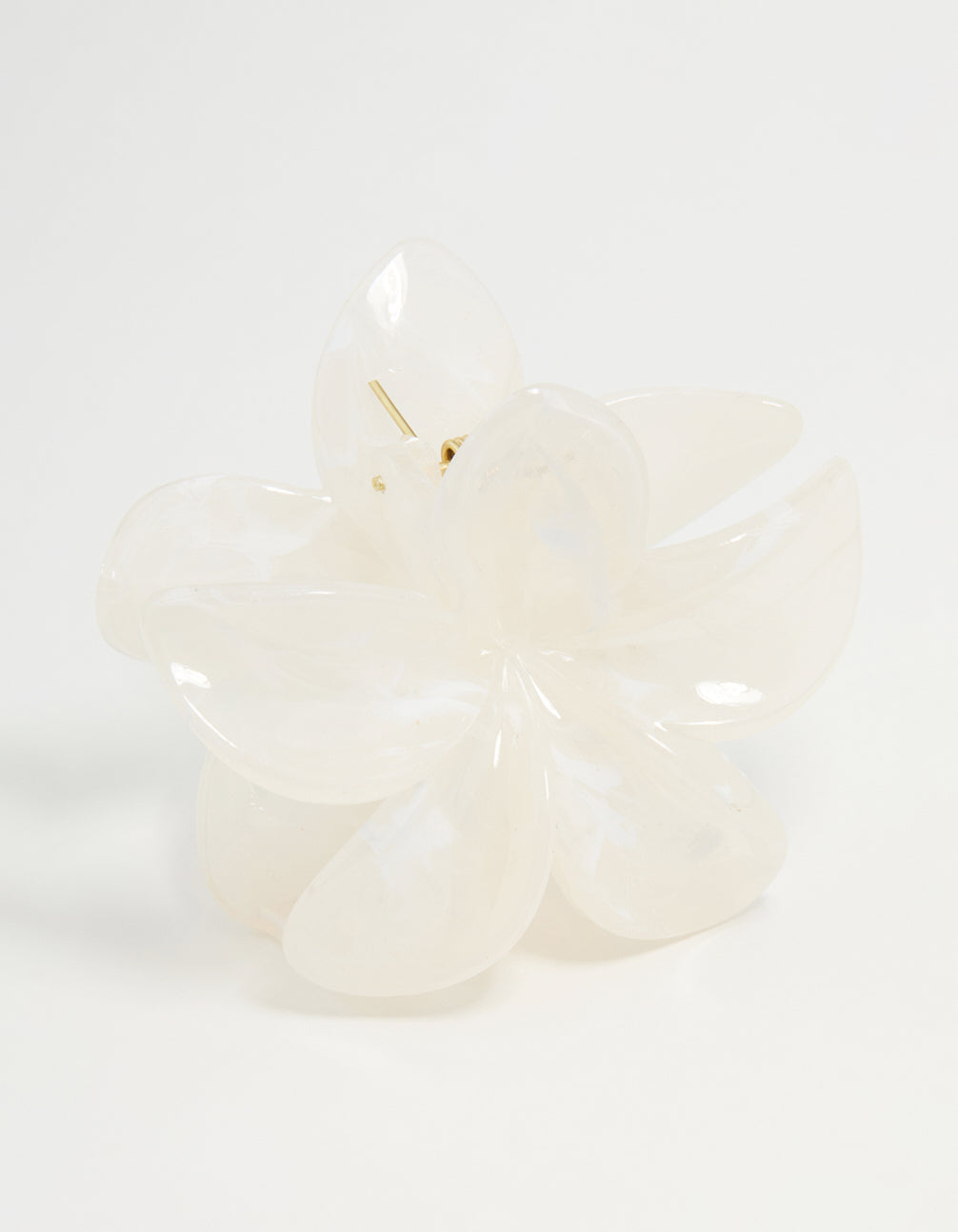 White Marble Frangipani Hair Claw Clip
