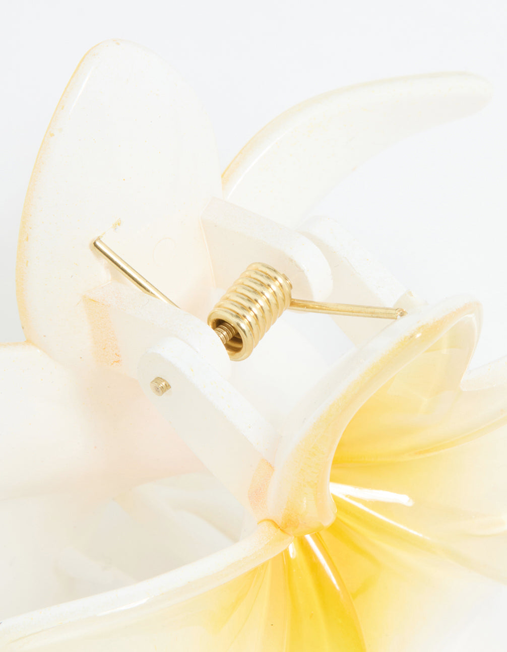 White Frangipani Flower Hair Claw Clip