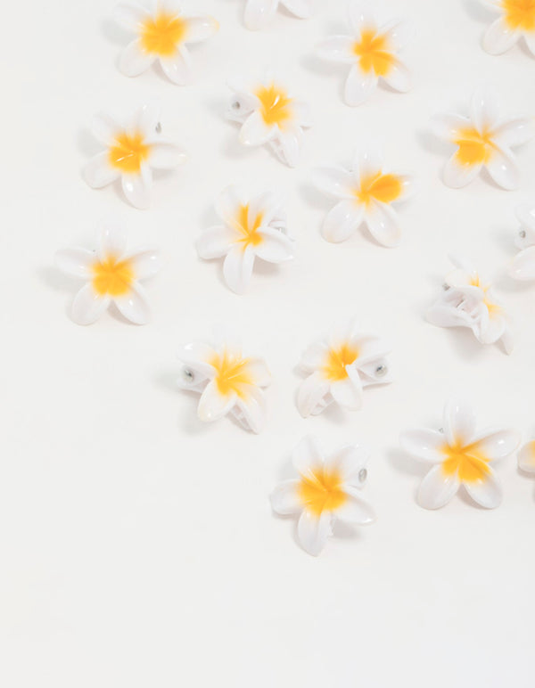Yellow Frangipani Mini Hair Clips 20-Pack